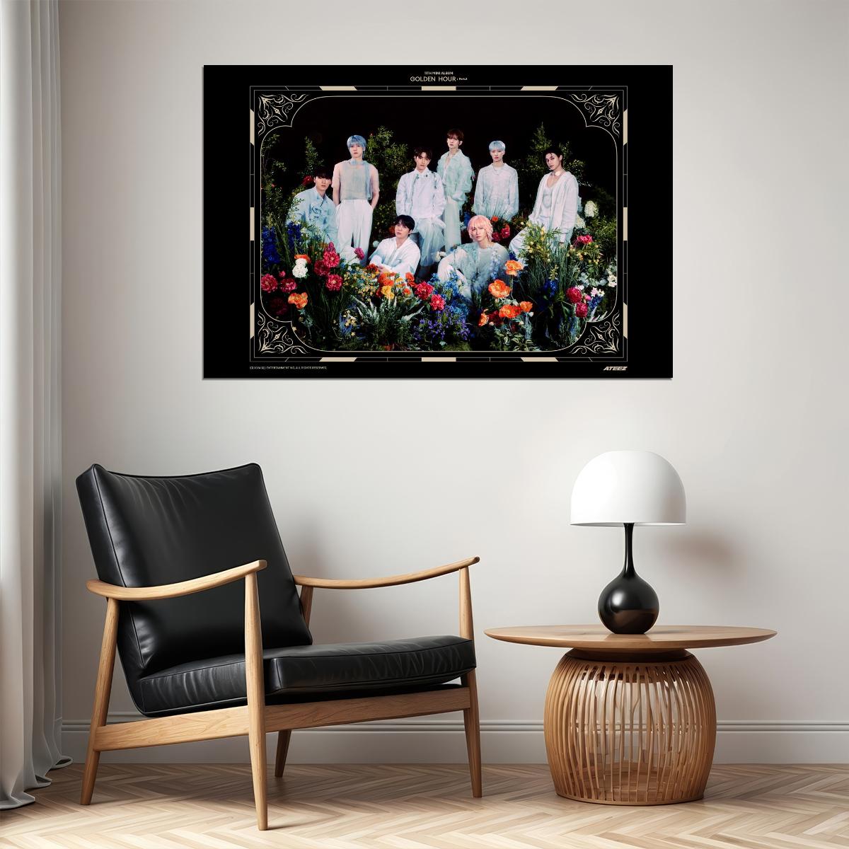 Ateez Golden Hour Part.2 Concept Group Photo Music Poster K-Pop Home Decor For Living Room Aesthetic Kpop Male Boys Group Boy Band - xonomax