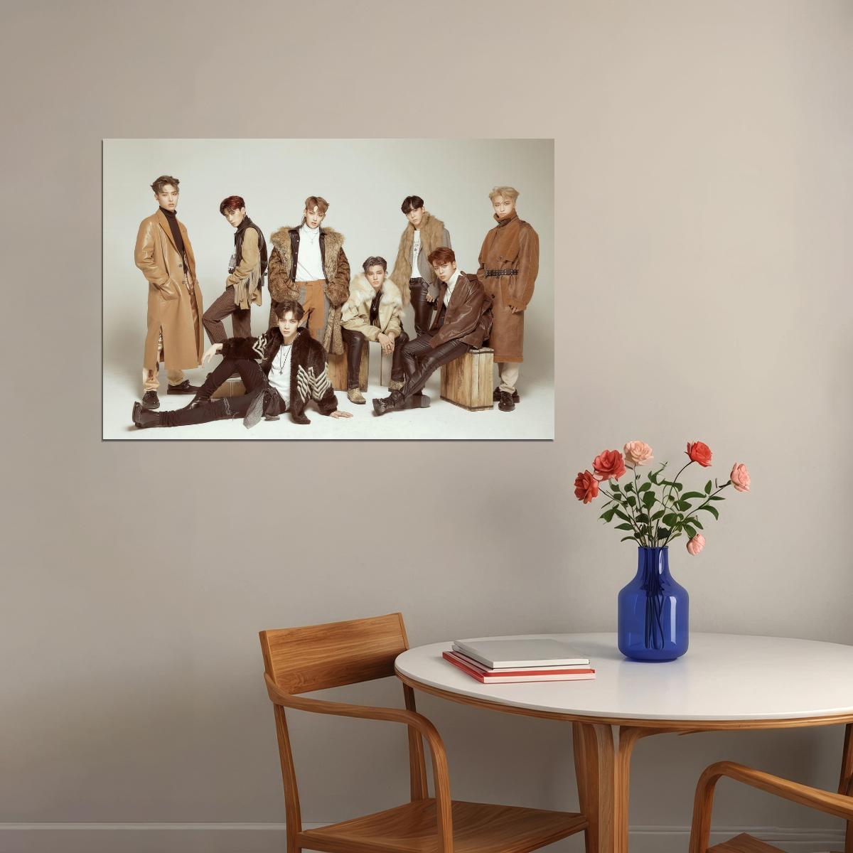 Ateez Group Photo Hongjoong Seonghwa Yunho Yeosang San Mingi Wooyoung Jongho Music Poster K-Pop Home Decor For Living Room Aesthetic Kpop Male Boys Group Boy Band - xonomax