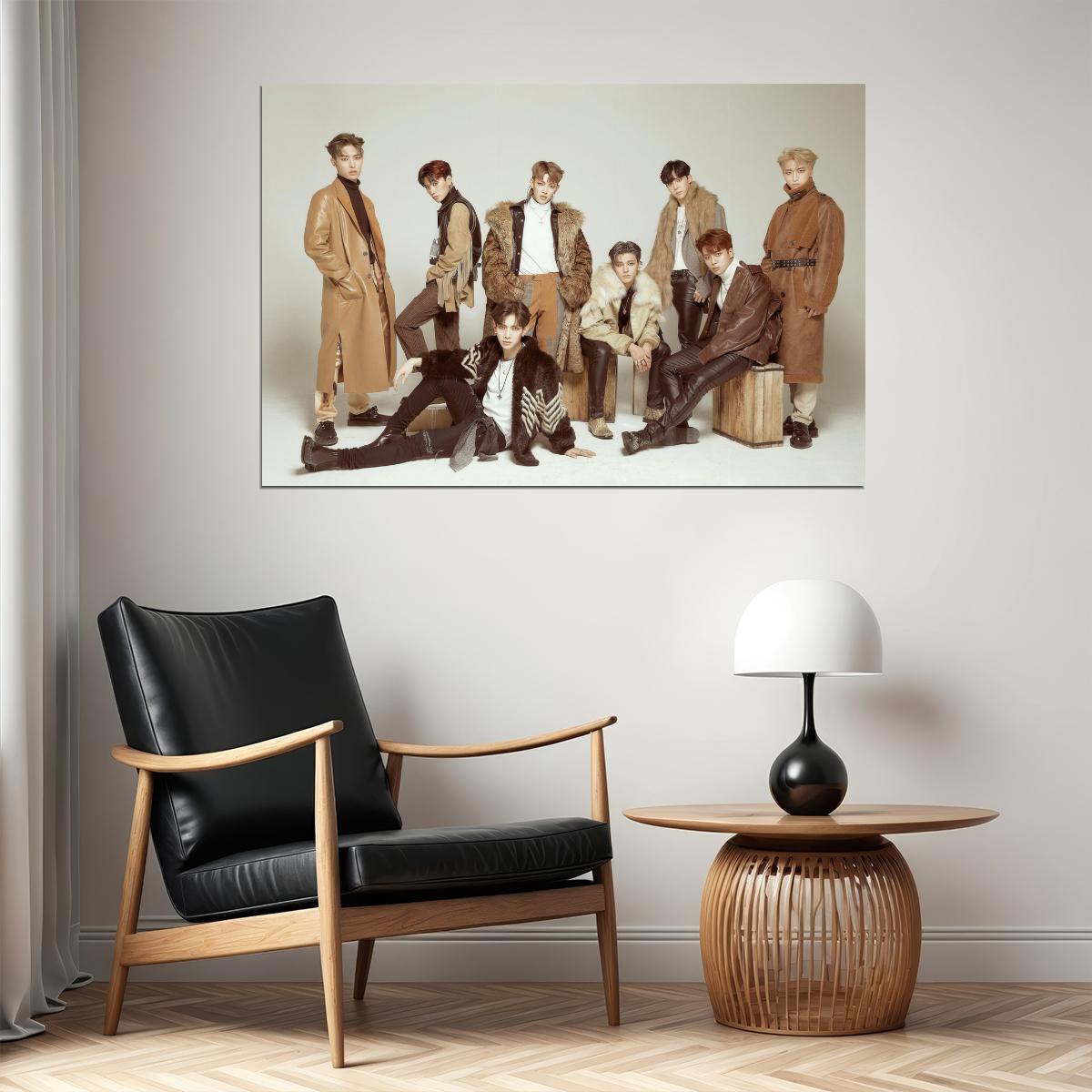 Ateez Group Photo Hongjoong Seonghwa Yunho Yeosang San Mingi Wooyoung Jongho Music Poster K-Pop Home Decor For Living Room Aesthetic Kpop Male Boys Group Boy Band - xonomax