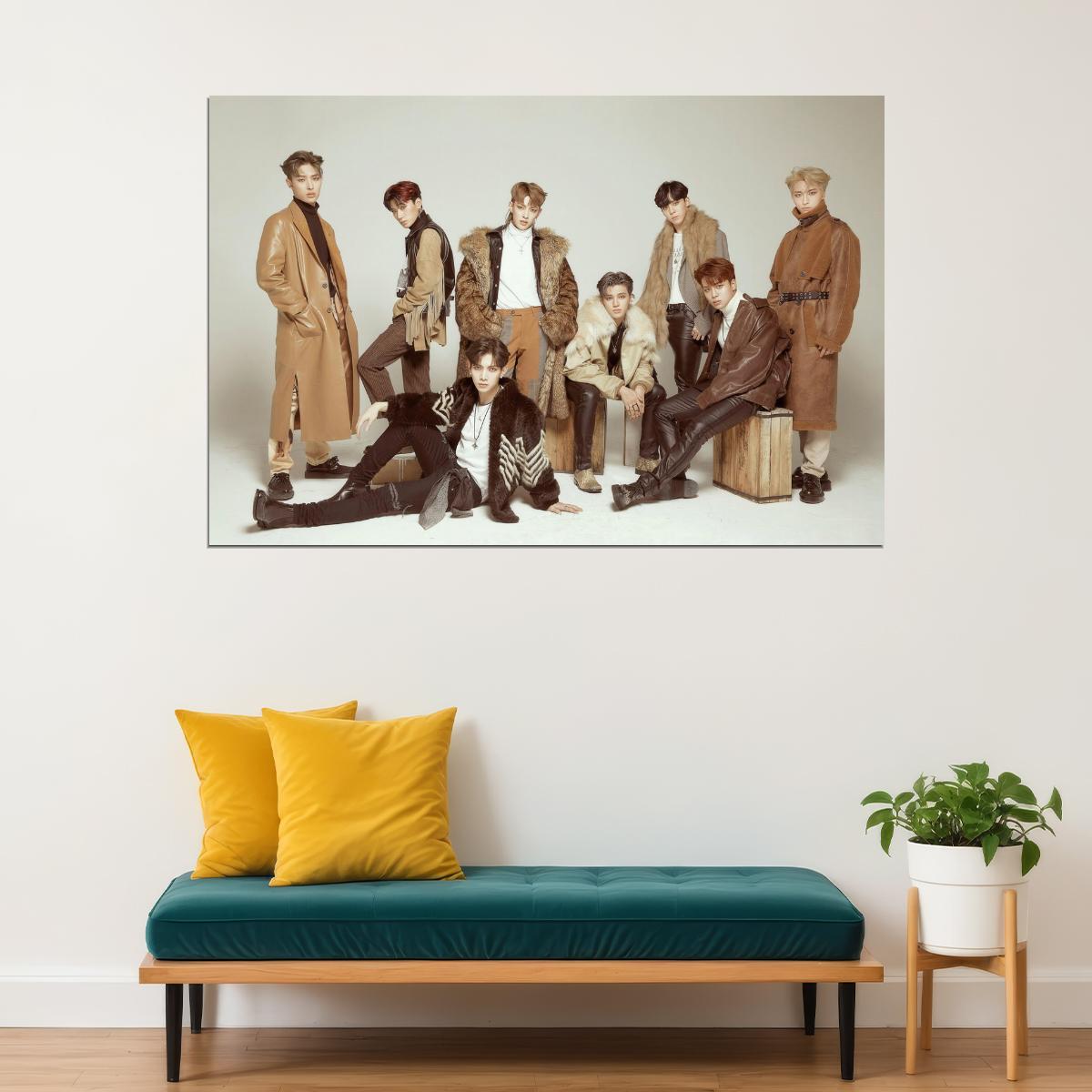 Ateez Group Photo Hongjoong Seonghwa Yunho Yeosang San Mingi Wooyoung Jongho Music Poster K-Pop Home Decor For Living Room Aesthetic Kpop Male Boys Group Boy Band - xonomax