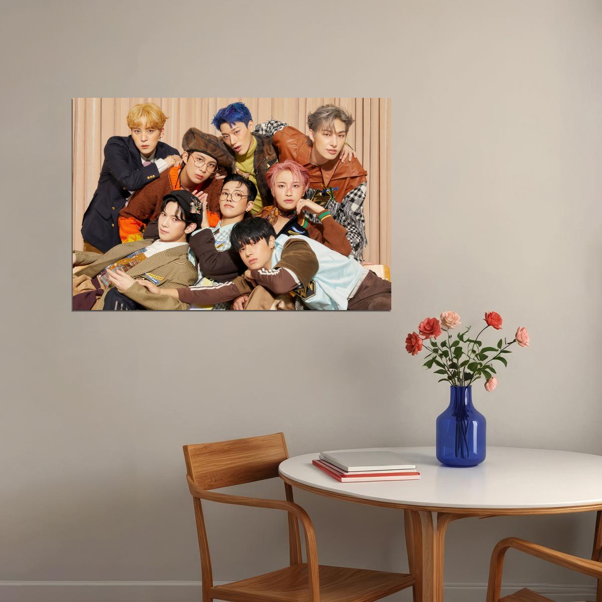 Ateez Hongjoong Seonghwa Yunho Yeosang San Mingi Wooyoung Jongho Group Photo Music Poster K-Pop Home Decor For Living Room Aesthetic Kpop Male Boys Group Boy Band