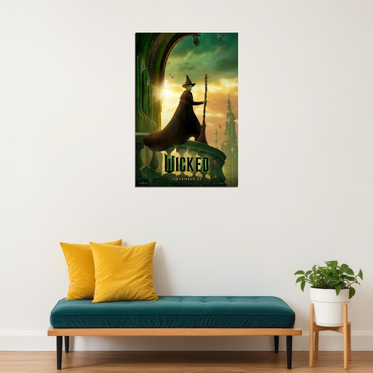 Movie Wicked Musical Poster Cynthia Erivo as Elphaba Wicked Witch Wall Art Official Artwork Decor Print - xonomax