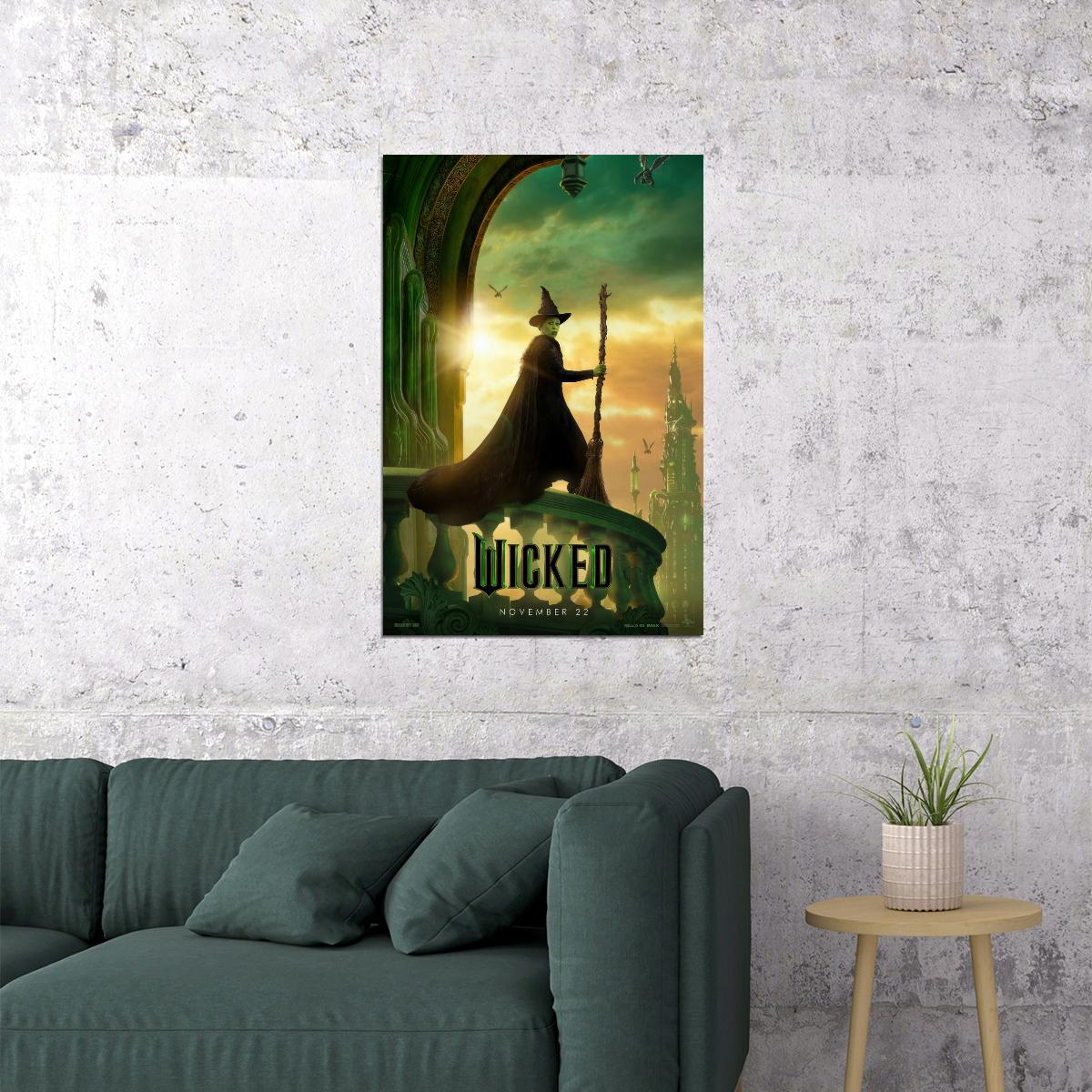 Movie Wicked Musical Poster Cynthia Erivo as Elphaba Wicked Witch Wall Art Official Artwork Decor Print - xonomax