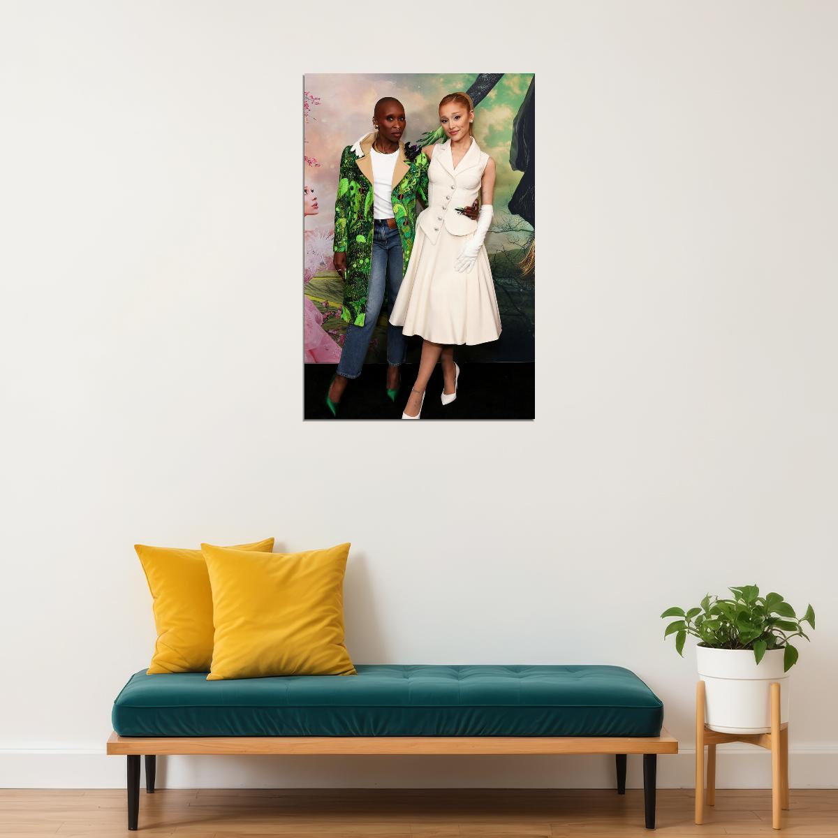 Ariana Grande and Cynthia Erivio at Wicked Press Tour Method Dressing Fashion Photo Print  Iconic Hollywood Moments Wall Art - xonomax
