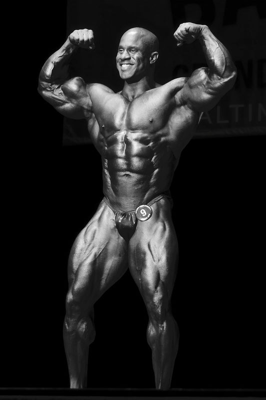 Victor Martinez Olympia Front Double Biceps Pose Black And White Famous Bodybuilder Poster Bodybuilding Workout HD Photo Print Motivational Gym Decor Athletes Icon Wall Art - xonomax