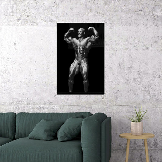 Victor Martinez Olympia Front Double Biceps Pose Black And White Famous Bodybuilder Poster Bodybuilding Workout HD Photo Print Motivational Gym Decor Athletes Icon Wall Art - xonomax