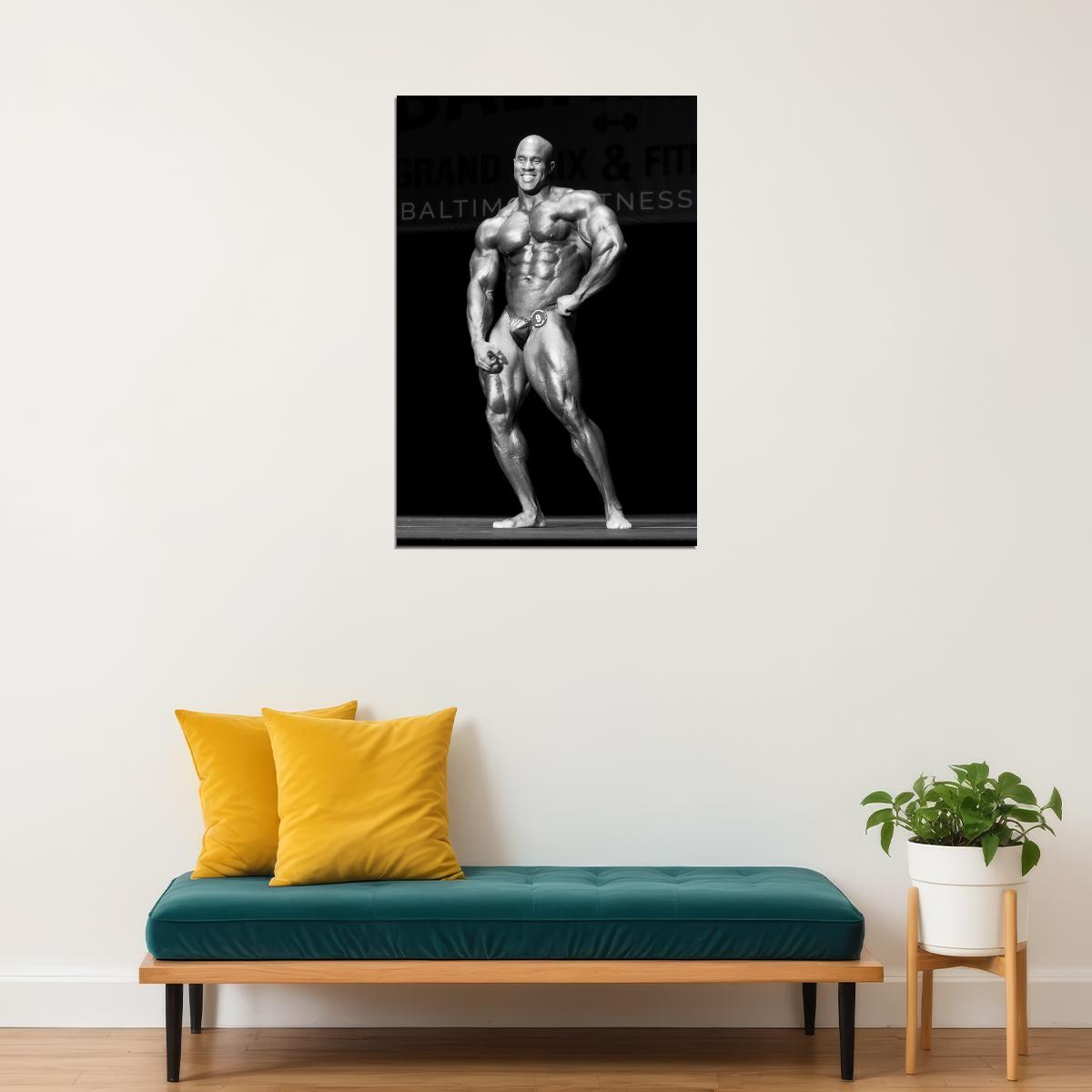 Victor Martinez Olympia Pose Black And White Bodybuilder Poster Bodybuilding Workout HD Photo Print Inspirational Gym Decor Athletes Icon Wall Art Weightlifting Artwork - xonomax