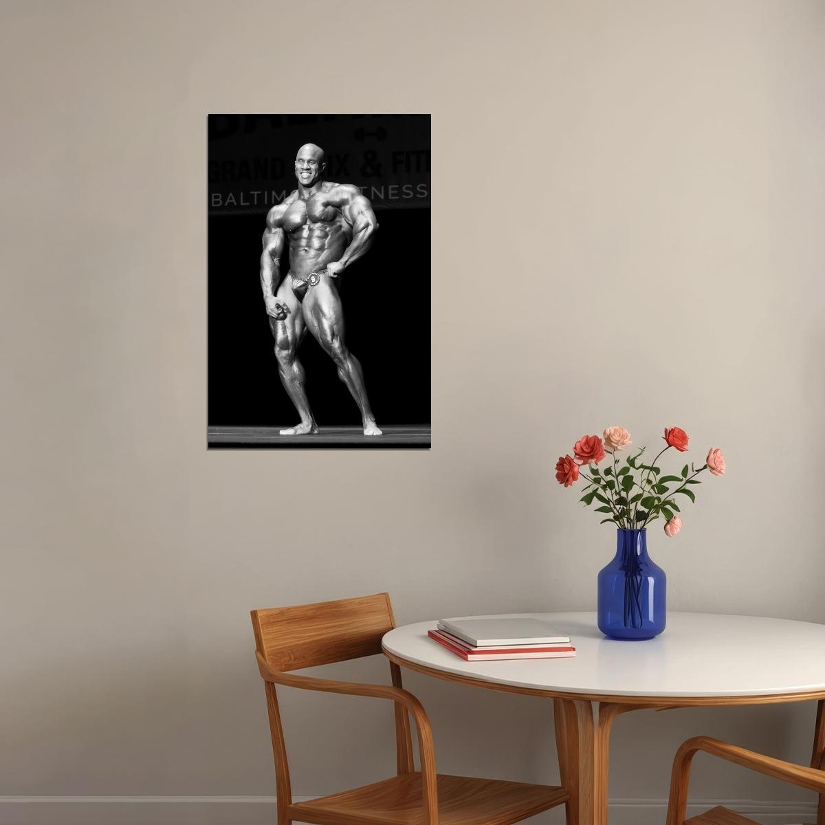 Victor Martinez Olympia Pose Black And White Bodybuilder Poster Bodybuilding Workout HD Photo Print Inspirational Gym Decor Athletes Icon Wall Art Weightlifting Artwork - xonomax