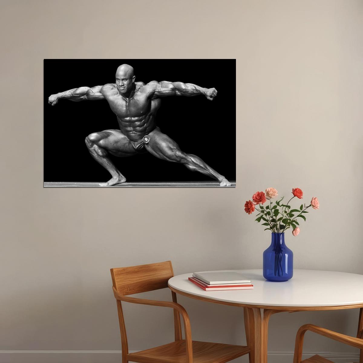 Victor Martinez Olympia Pose Black And White Famous Bodybuilder Poster Bodybuilding Workout HD Photo Print Motivational Gym Decor Athletes Icon Wall Art Weightlifting Artwork - xonomax