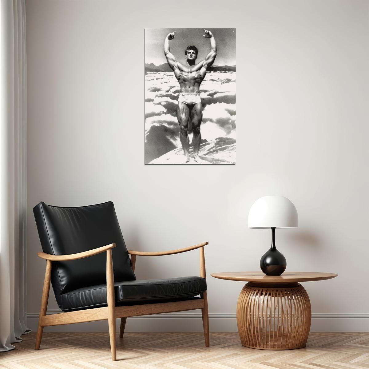 Steve Reeves Black And White Famous Oldschool Bodybuilder Poster Bodybuilding Workout HD Photo Print Inspirational Gym Decor Athletes Icon Wall Art Weightlifting Artwork - xonomax