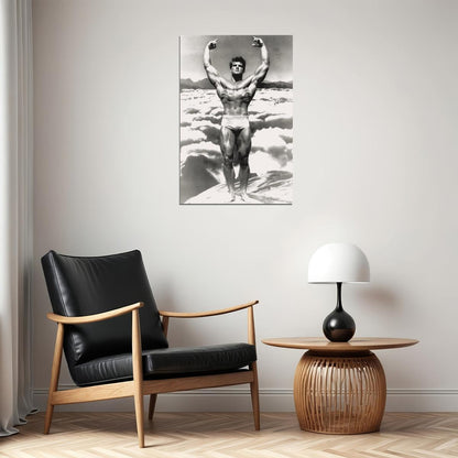 Steve Reeves Black And White Famous Oldschool Bodybuilder Poster Bodybuilding Workout HD Photo Print Inspirational Gym Decor Athletes Icon Wall Art Weightlifting Artwork - xonomax