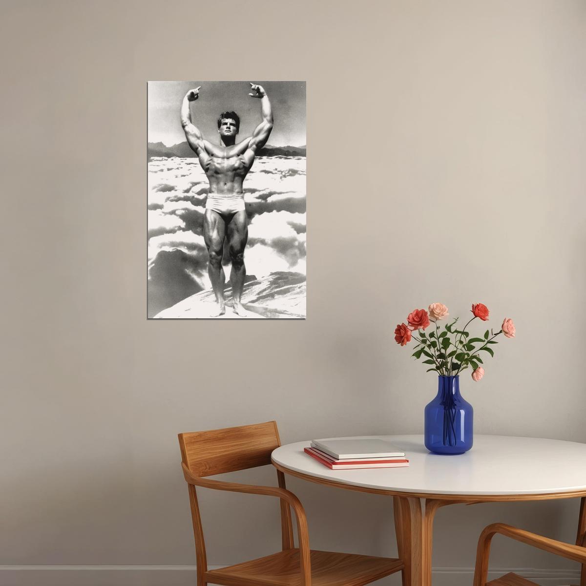 Steve Reeves Black And White Famous Oldschool Bodybuilder Poster Bodybuilding Workout HD Photo Print Inspirational Gym Decor Athletes Icon Wall Art Weightlifting Artwork - xonomax