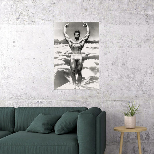 Steve Reeves Black And White Famous Oldschool Bodybuilder Poster Bodybuilding Workout HD Photo Print Inspirational Gym Decor Athletes Icon Wall Art Weightlifting Artwork - xonomax