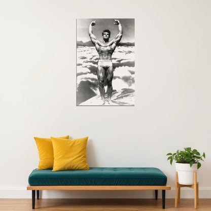 Steve Reeves Black And White Famous Oldschool Bodybuilder Poster Bodybuilding Workout HD Photo Print Inspirational Gym Decor Athletes Icon Wall Art Weightlifting Artwork - xonomax