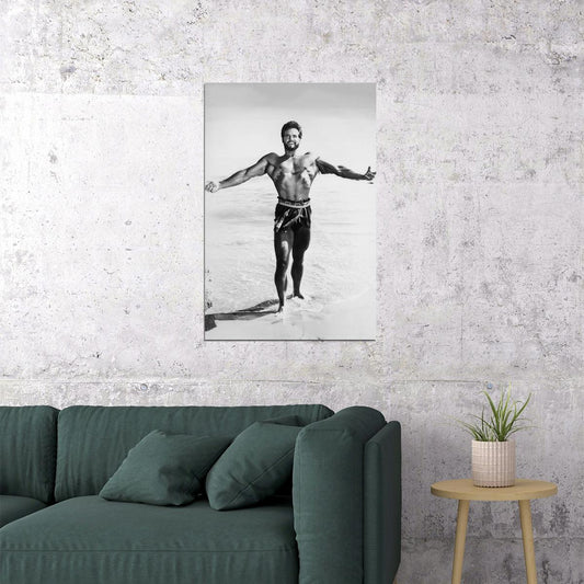 Steve Reeves Black And White Famous Oldschool Bodybuilder Poster Bodybuilding Workout HD Photo Print Motivational Gym Decor Athletes Icon Wall Art Weightlifting Artwork - xonomax
