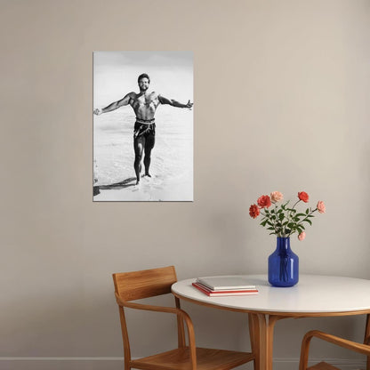 Steve Reeves Black And White Famous Oldschool Bodybuilder Poster Bodybuilding Workout HD Photo Print Motivational Gym Decor Athletes Icon Wall Art Weightlifting Artwork - xonomax
