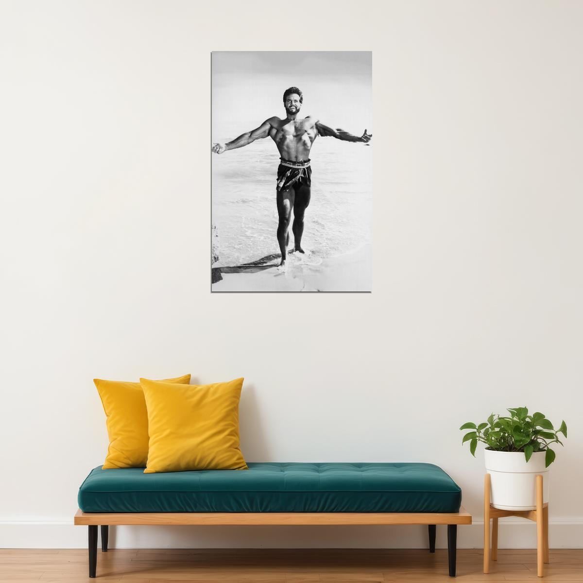 Steve Reeves Black And White Famous Oldschool Bodybuilder Poster Bodybuilding Workout HD Photo Print Motivational Gym Decor Athletes Icon Wall Art Weightlifting Artwork - xonomax