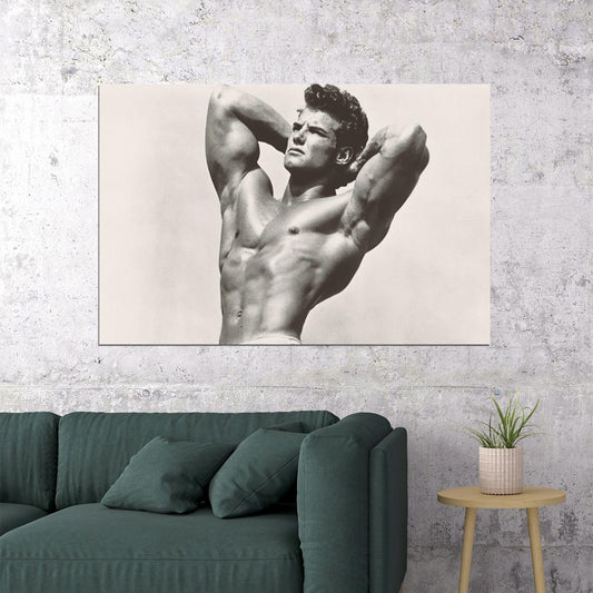 Steve Reeves Black And White Famous Oldschool Bodybuilder Poster Bodybuilding Workout HD Photo Print Inspirational Gym Decor Athletes Icon Wall Art Weightlifting Artwork - xonomax