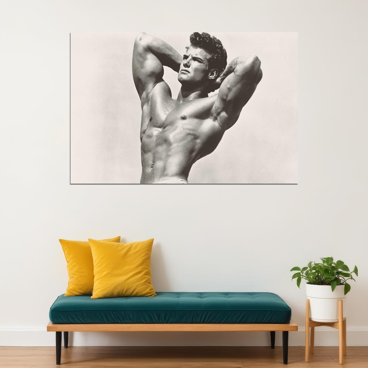 Steve Reeves Black And White Famous Oldschool Bodybuilder Poster Bodybuilding Workout HD Photo Print Inspirational Gym Decor Athletes Icon Wall Art Weightlifting Artwork - xonomax