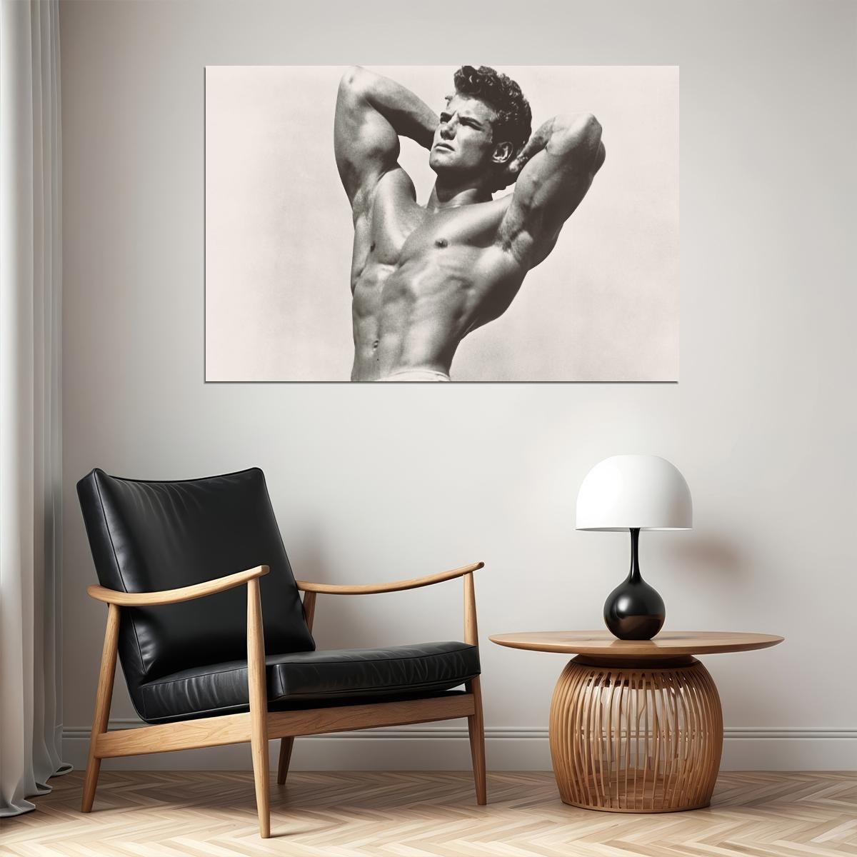 Steve Reeves Black And White Famous Oldschool Bodybuilder Poster Bodybuilding Workout HD Photo Print Inspirational Gym Decor Athletes Icon Wall Art Weightlifting Artwork - xonomax