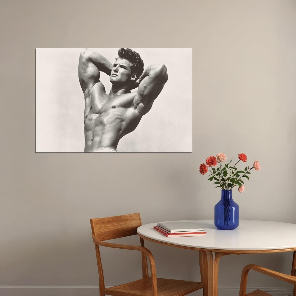 Steve Reeves Black And White Famous Oldschool Bodybuilder Poster Bodybuilding Workout HD Photo Print Inspirational Gym Decor Athletes Icon Wall Art Weightlifting Artwork - xonomax