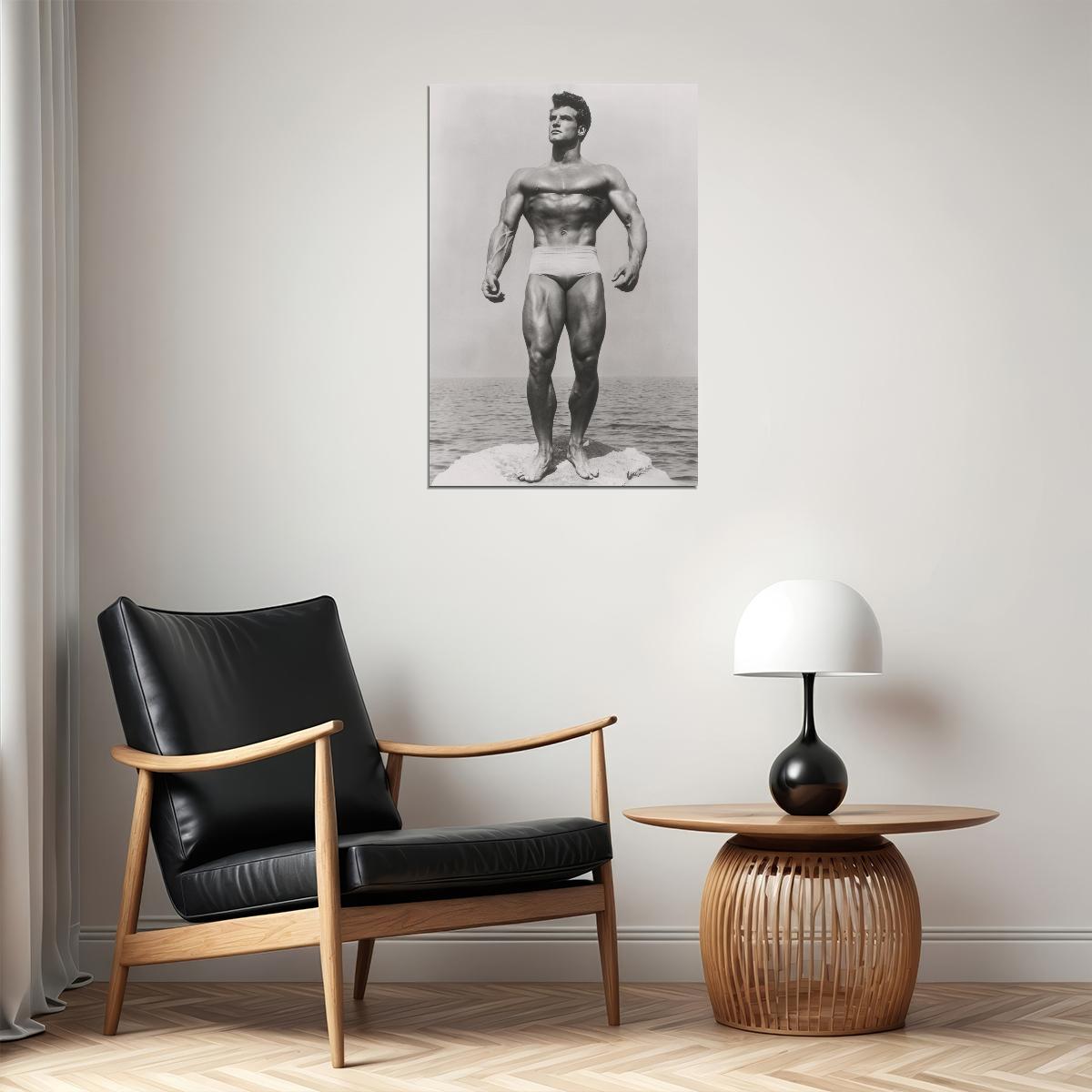 Steve Reeves Black And White Famous Oldschool Bodybuilder Poster Bodybuilding Workout HD Photo Print Motivational Gym Decor Athletes Icon Wall Art Weightlifting Artwork - xonomax