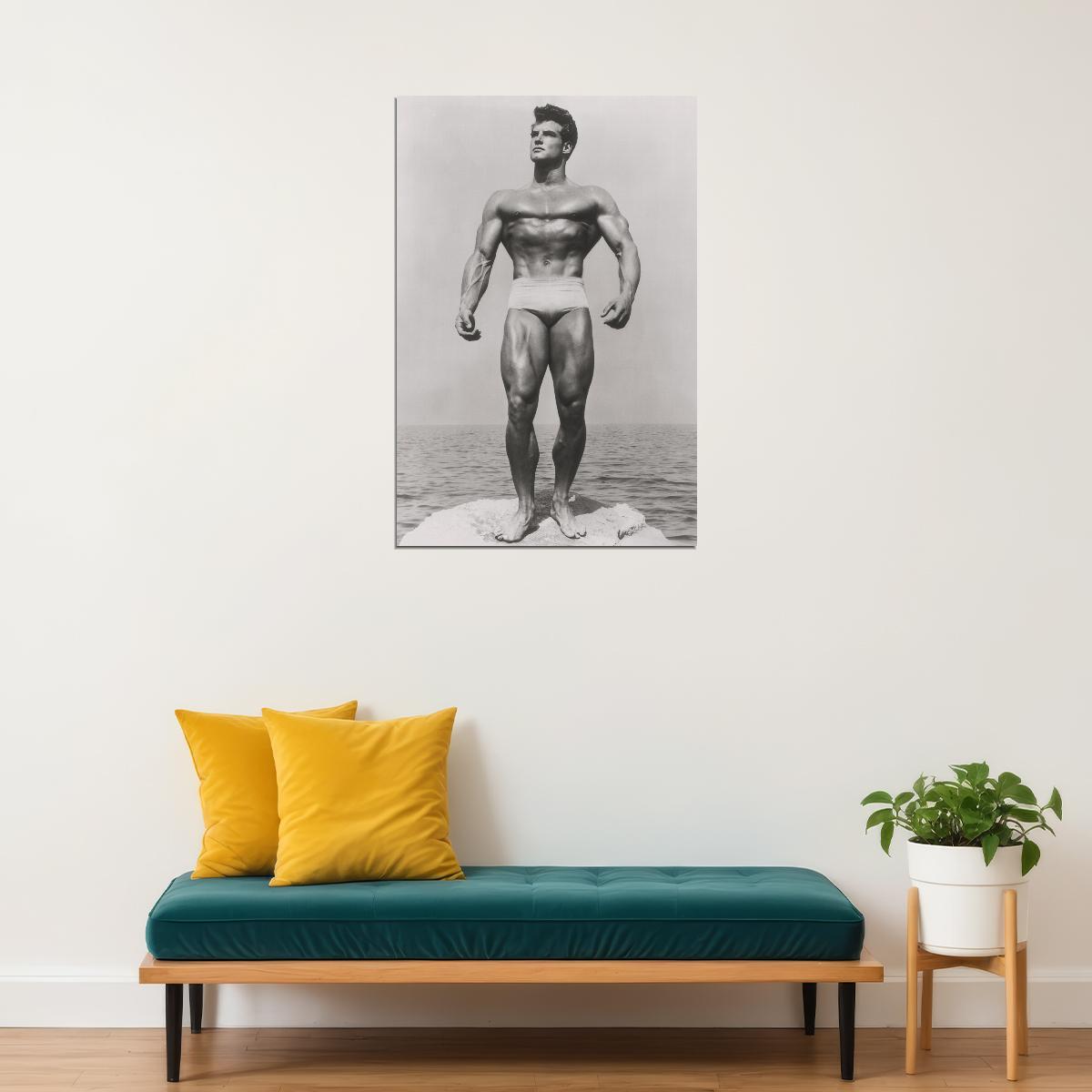 Steve Reeves Black And White Famous Oldschool Bodybuilder Poster Bodybuilding Workout HD Photo Print Motivational Gym Decor Athletes Icon Wall Art Weightlifting Artwork - xonomax