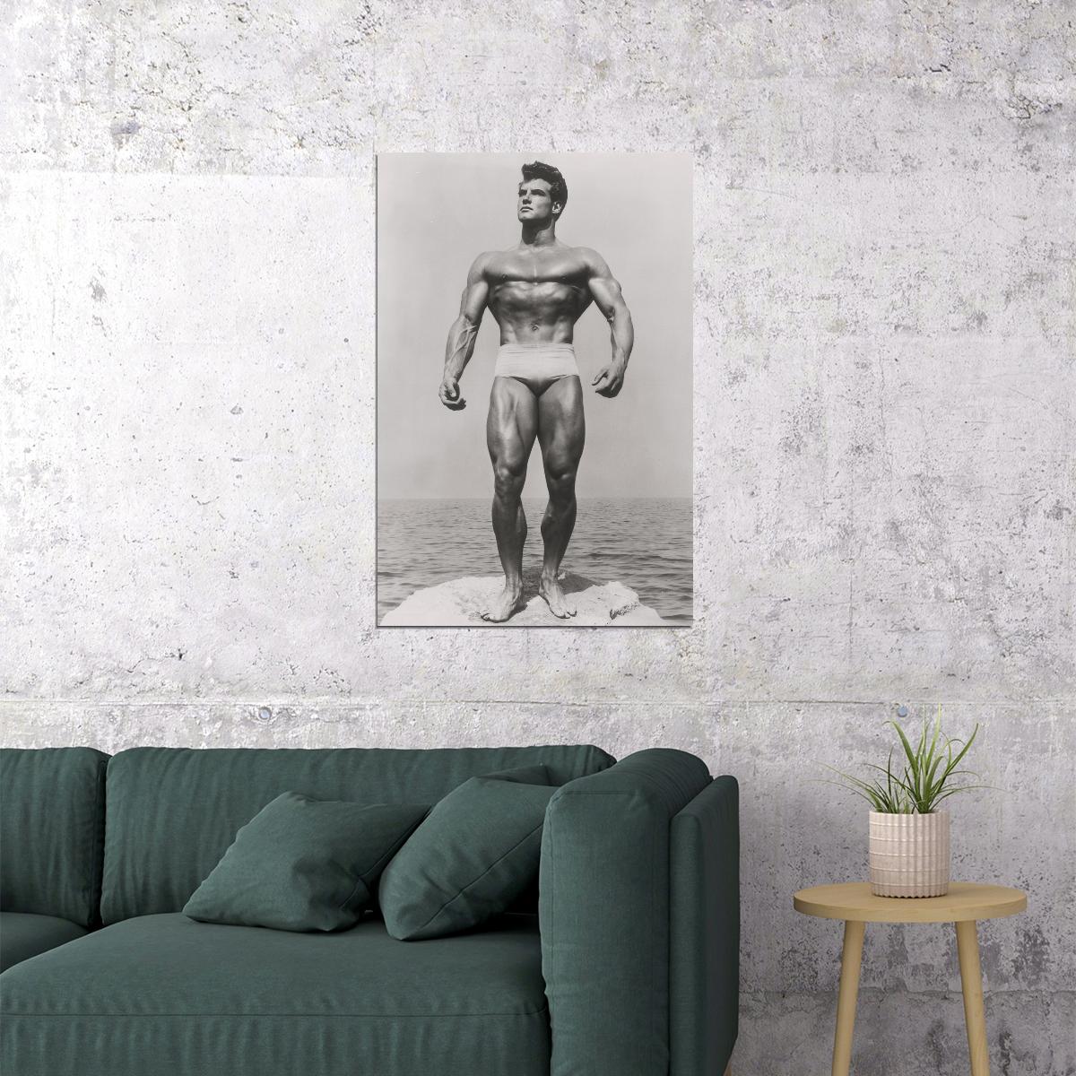 Steve Reeves Black And White Famous Oldschool Bodybuilder Poster Bodybuilding Workout HD Photo Print Motivational Gym Decor Athletes Icon Wall Art Weightlifting Artwork - xonomax