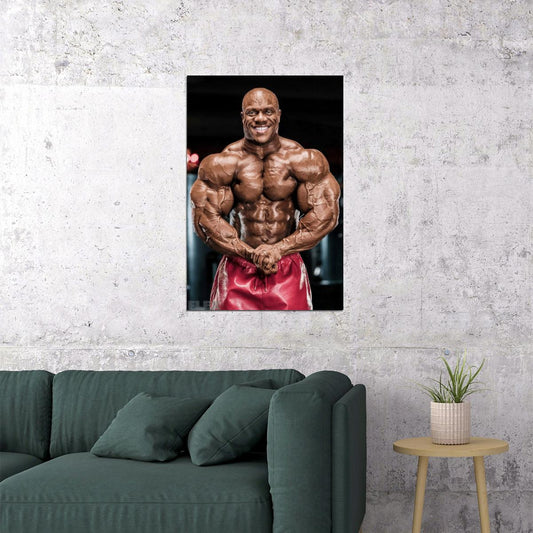 Phil Heath Famous Bodybuilder Poster Most Muscular Pose Bodybuilding Workout HD Photo Print Inspirational Gym Decor Athletes Icon Wall Art Weightlifting Artwork - xonomax