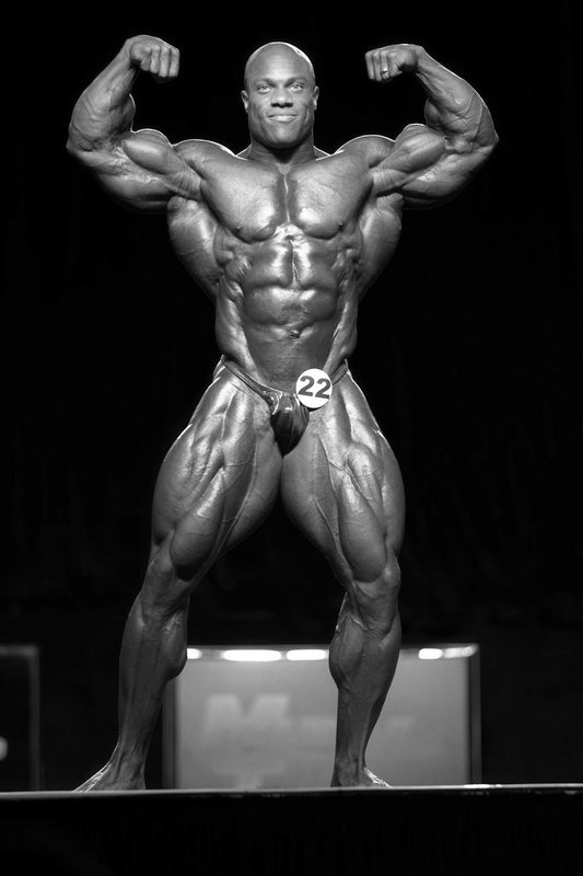 Phil Heath Front Double Biceps Pose at Olympia Black And White Bodybuilder Poster Bodybuilding Workout HD Photo Print Inspirational Gym Decor Athletes Icon Wall Art - xonomax