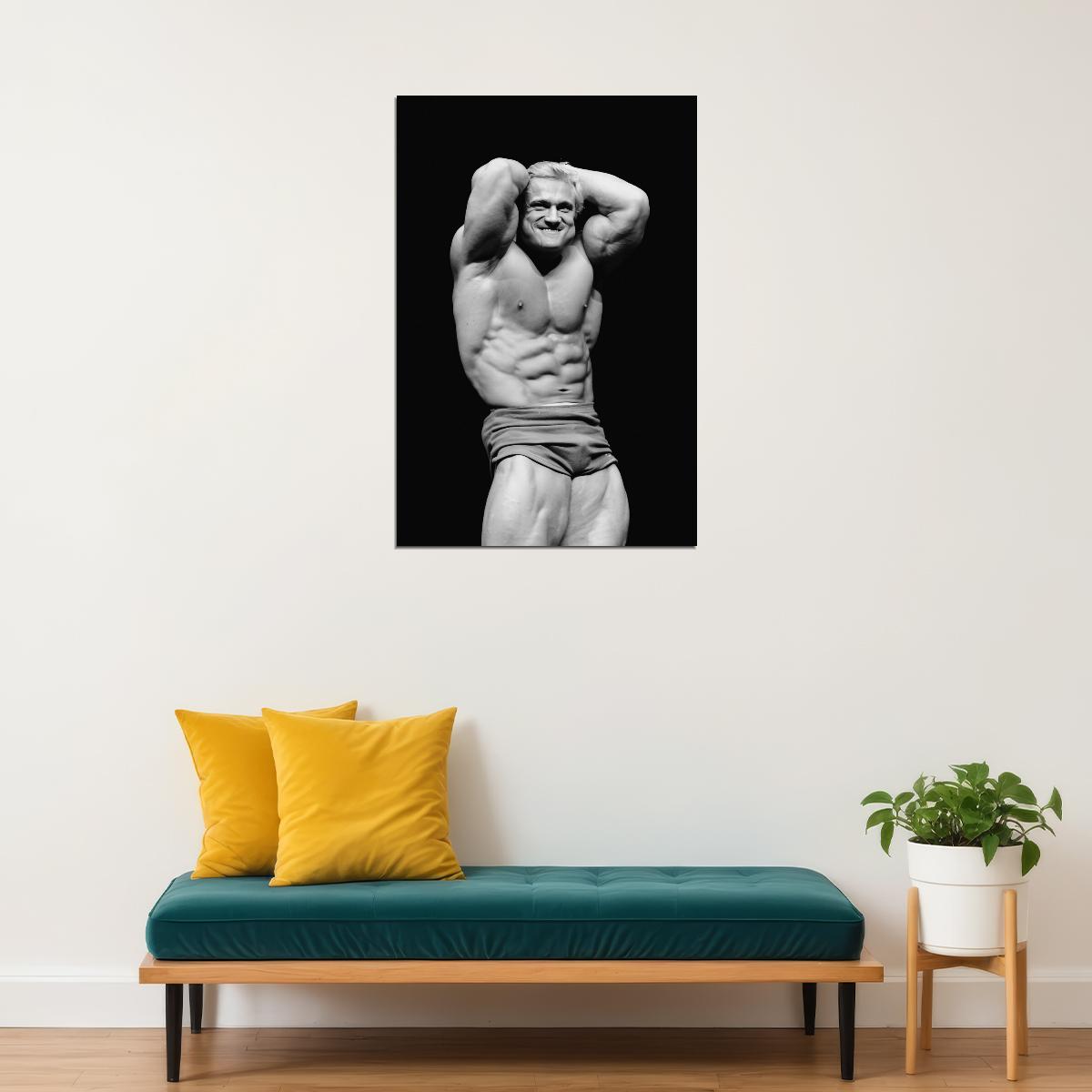 Tom Platz Black And White Bodybuilder Poster Abdominals and Thighs Pose Bodybuilding Workout HD Photo Print Motivational Gym Decor Athletes Icon Wall Art Weightlifting Artwork