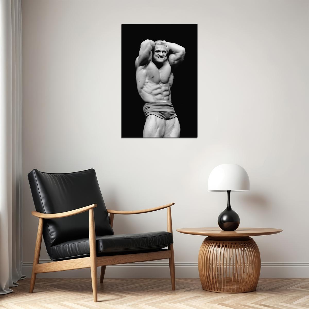 Tom Platz Black And White Bodybuilder Poster Abdominals and Thighs Pose Bodybuilding Workout HD Photo Print Motivational Gym Decor Athletes Icon Wall Art Weightlifting Artwork