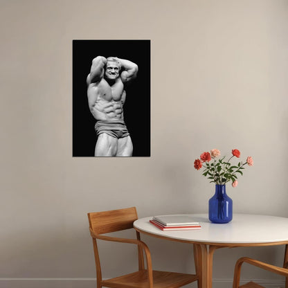 Tom Platz Black And White Bodybuilder Poster Abdominals and Thighs Pose Bodybuilding Workout HD Photo Print Motivational Gym Decor Athletes Icon Wall Art Weightlifting Artwork