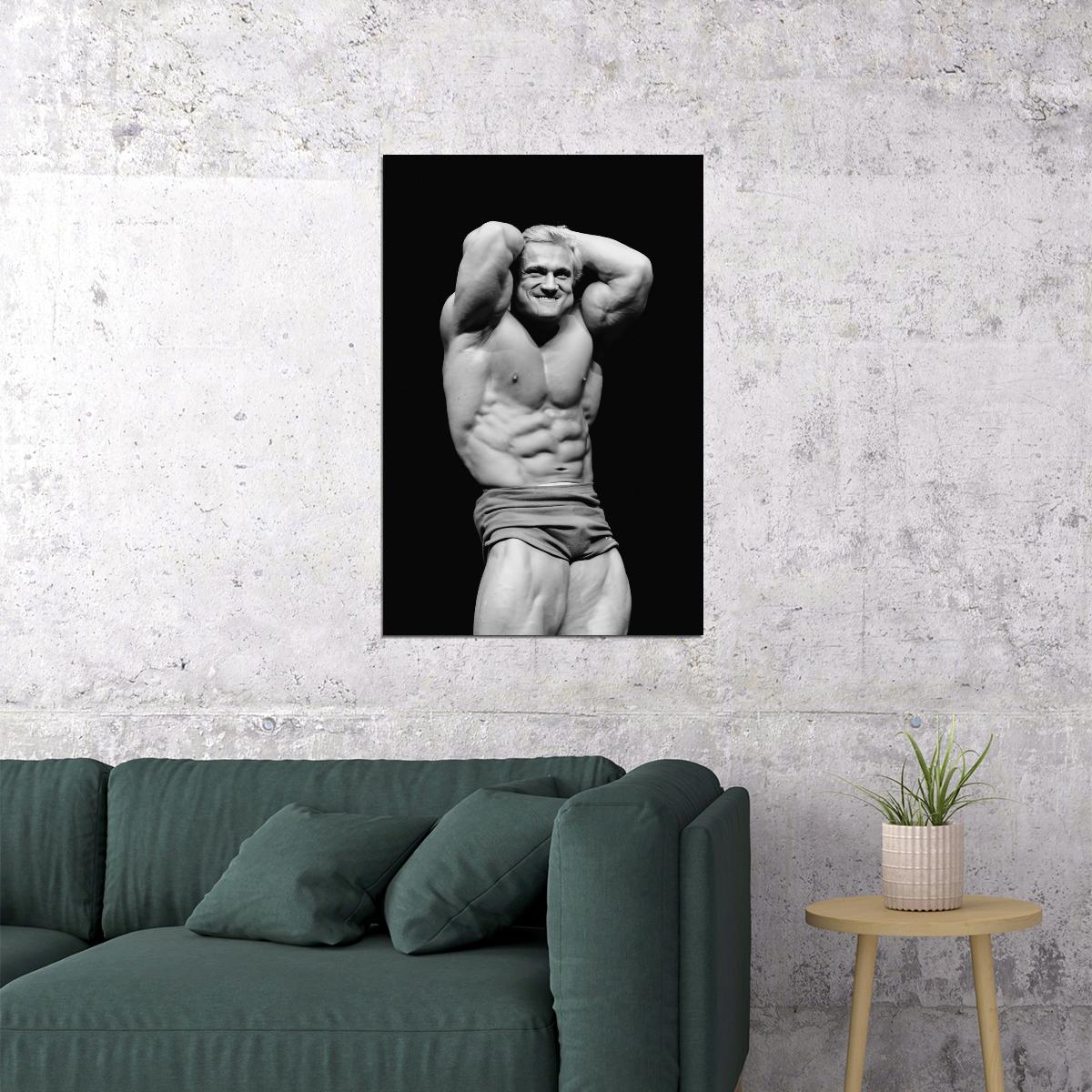 Tom Platz Black And White Bodybuilder Poster Abdominals and Thighs Pose Bodybuilding Workout HD Photo Print Motivational Gym Decor Athletes Icon Wall Art Weightlifting Artwork