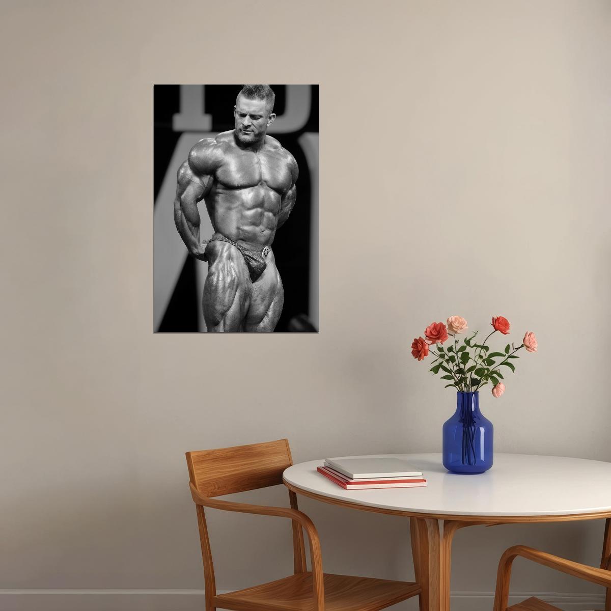 Flex Lewis Black And White Bodybuilder Poster Side Triceps Pose Bodybuilding Workout HD Photo Print Motivational Gym Decor Athletes Icon Wall Art Weightlifting Artwork - xonomax