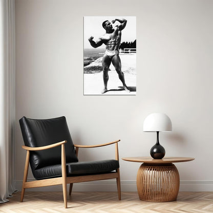 Bill Pearl Posing Black And White Famous Oldschool Bodybuilder Poster Bodybuilding Workout HD Photo Print Inspirational Gym Decor Athletes Icon Wall Art Weightlifting Artwork - xonomax