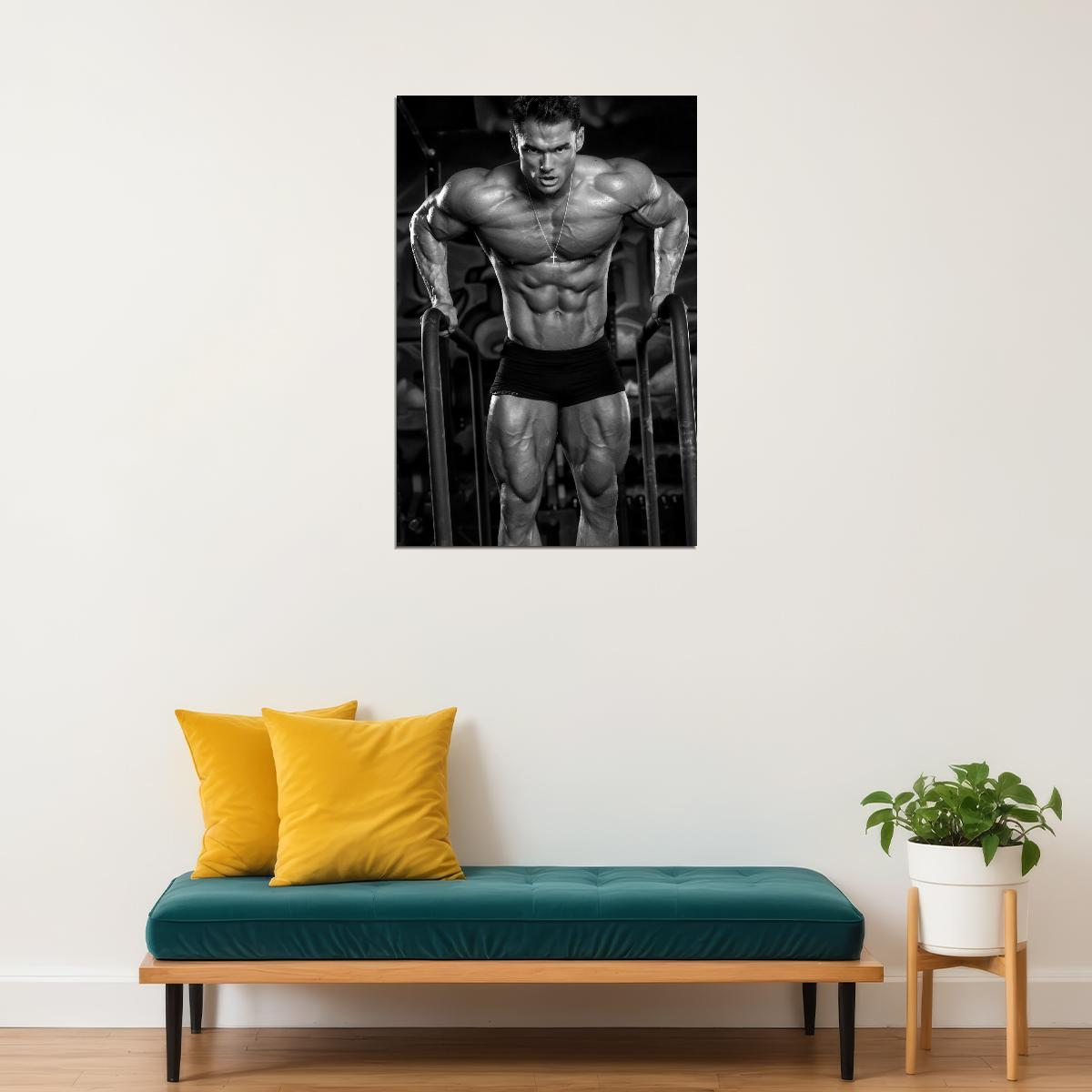 Jeremy Buendia Black And White Gym Shot Bodybuilder Poster Bodybuilding Workout HD Photo Print Inspirational Gym Decor Athletes Icon Wall Art Weightlifting Artwork