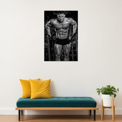 Jeremy Buendia Black And White Gym Shot Bodybuilder Poster Bodybuilding Workout HD Photo Print Inspirational Gym Decor Athletes Icon Wall Art Weightlifting Artwork