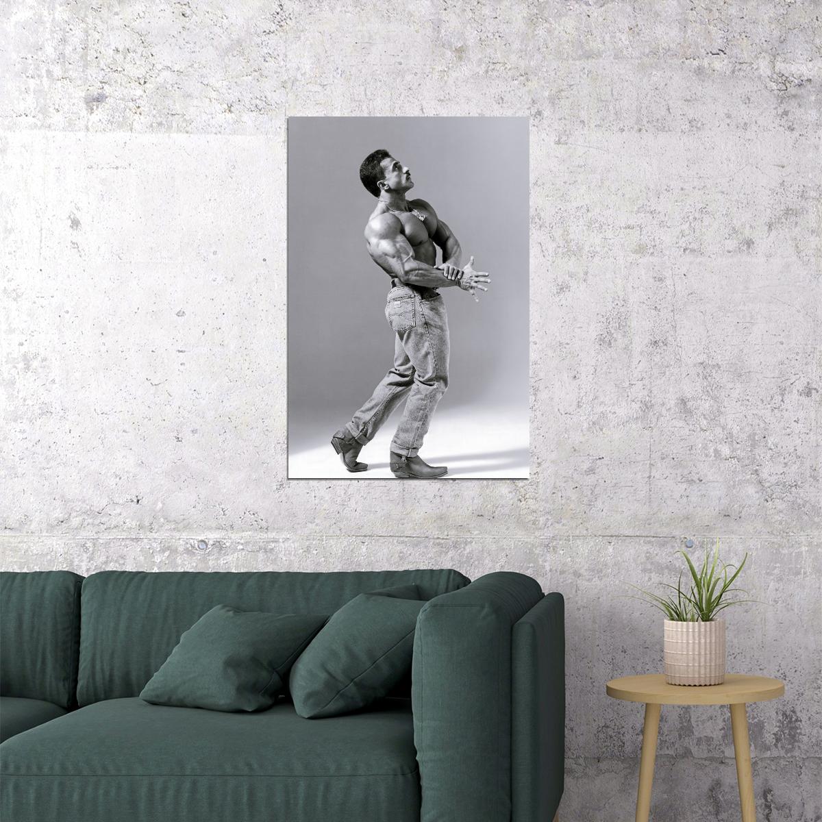 Samir Bannout Black And White Famous Oldschool Bodybuilder Poster Bodybuilding Workout HD Photo Print Inspirational Gym Decor Athletes Icon Wall Art Weightlifting Artwork