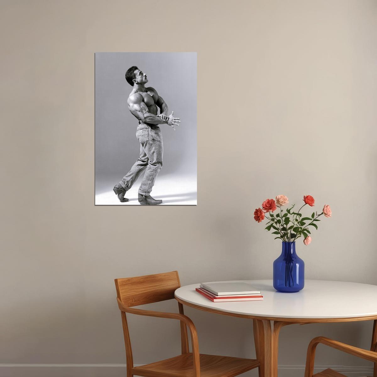 Samir Bannout Black And White Famous Oldschool Bodybuilder Poster Bodybuilding Workout HD Photo Print Inspirational Gym Decor Athletes Icon Wall Art Weightlifting Artwork