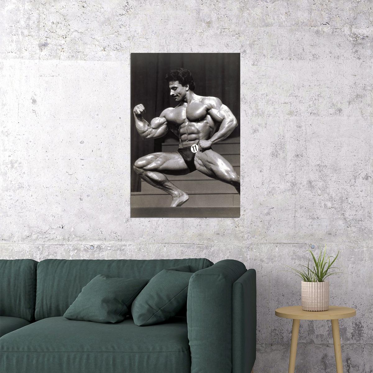 Samir Bannout Black And White Olympia Pose Famous Oldschool Bodybuilder Poster Bodybuilding Workout HD Photo Print Motivational Gym Decor Athletes Icon Wall Art