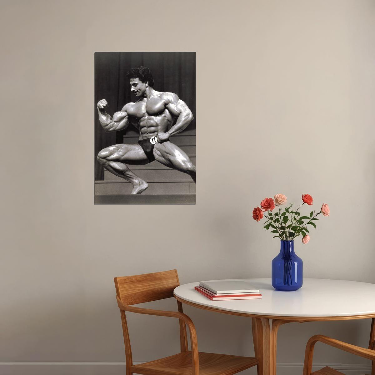 Samir Bannout Black And White Olympia Pose Famous Oldschool Bodybuilder Poster Bodybuilding Workout HD Photo Print Motivational Gym Decor Athletes Icon Wall Art