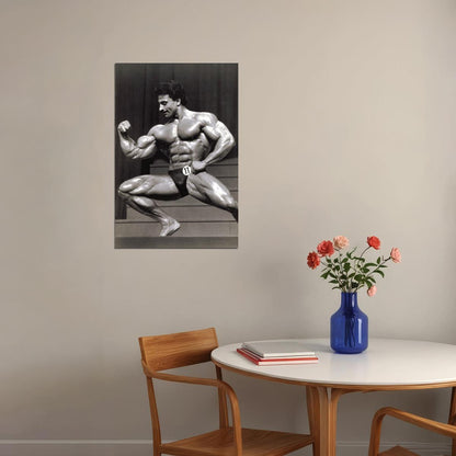 Samir Bannout Black And White Olympia Pose Famous Oldschool Bodybuilder Poster Bodybuilding Workout HD Photo Print Motivational Gym Decor Athletes Icon Wall Art