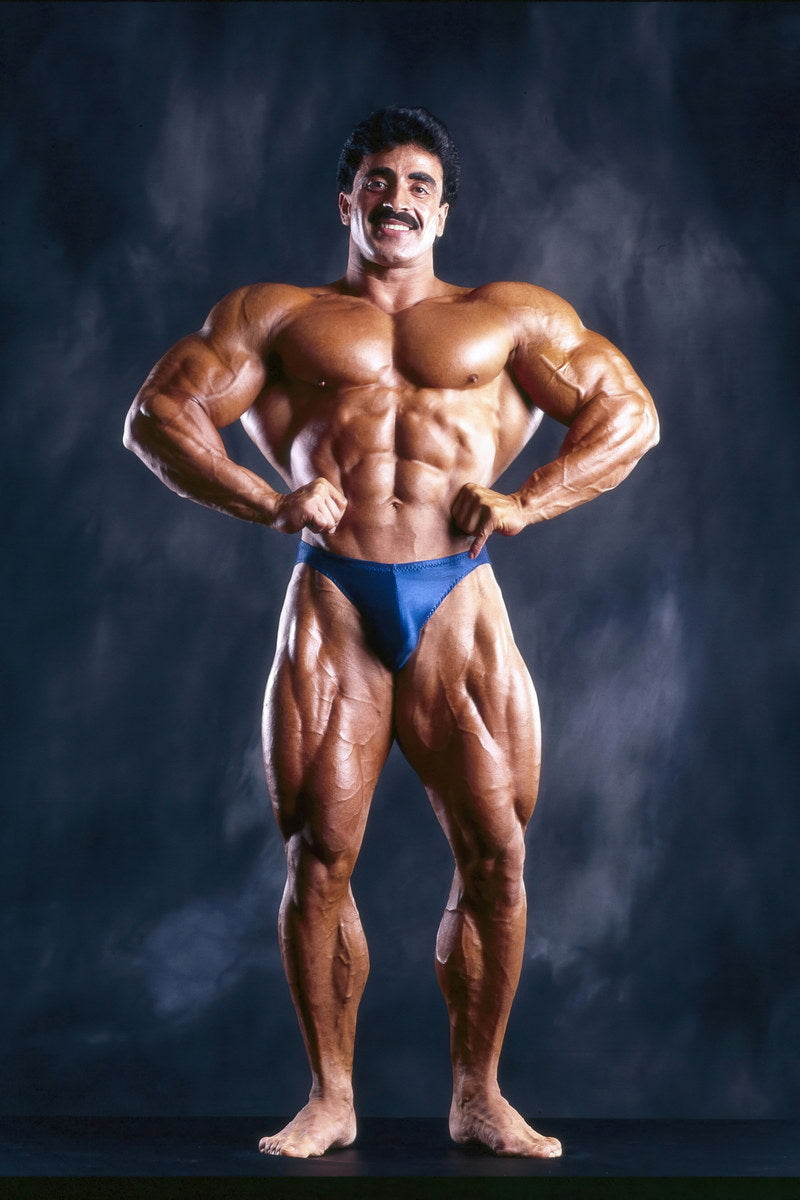 Samir Bannout Front Lat Spread Posing Famous Oldschool Bodybuilder Poster Bodybuilding Workout HD Photo Print Inspirational Gym Decor Athletes Icon Wall Art Weightlifting Artwork