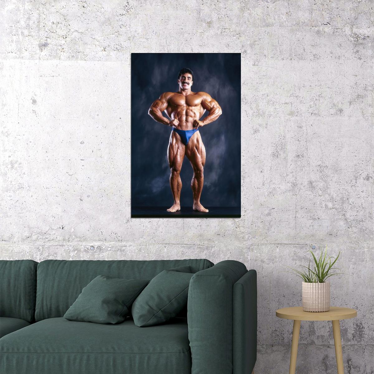 Samir Bannout Front Lat Spread Posing Famous Oldschool Bodybuilder Poster Bodybuilding Workout HD Photo Print Inspirational Gym Decor Athletes Icon Wall Art Weightlifting Artwork