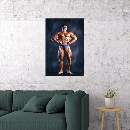 Samir Bannout Front Lat Spread Posing Famous Oldschool Bodybuilder Poster Bodybuilding Workout HD Photo Print Inspirational Gym Decor Athletes Icon Wall Art Weightlifting Artwork