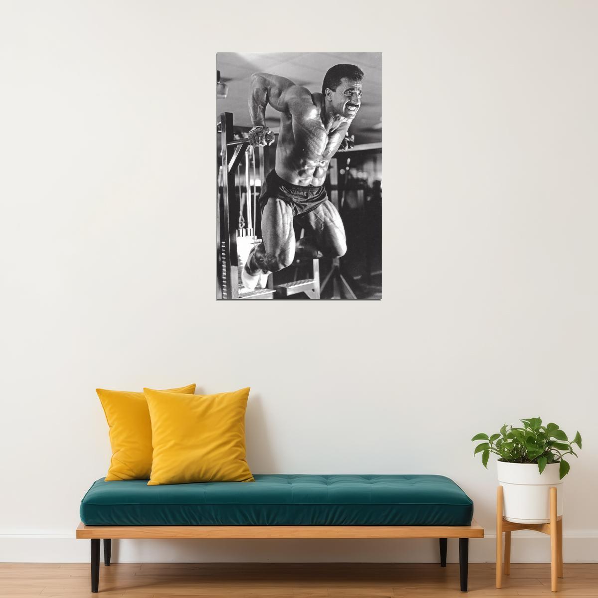 Samir Bannout Gym Shot Black And White Famous Oldschool Bodybuilder Poster Bodybuilding Workout HD Photo Print Motivational Gym Decor Athletes Icon Wall Art Weightlifting Artwork