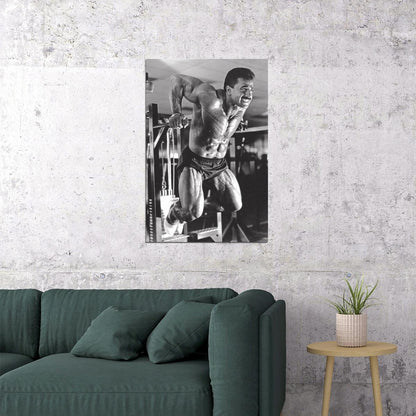 Samir Bannout Gym Shot Black And White Famous Oldschool Bodybuilder Poster Bodybuilding Workout HD Photo Print Motivational Gym Decor Athletes Icon Wall Art Weightlifting Artwork