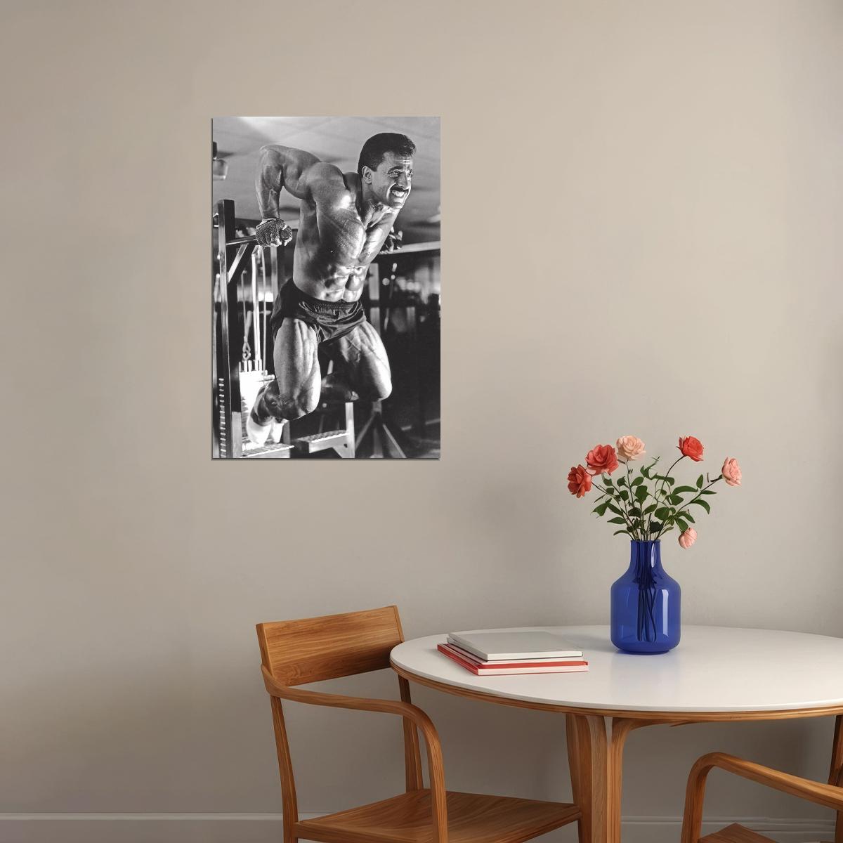 Samir Bannout Gym Shot Black And White Famous Oldschool Bodybuilder Poster Bodybuilding Workout HD Photo Print Motivational Gym Decor Athletes Icon Wall Art Weightlifting Artwork