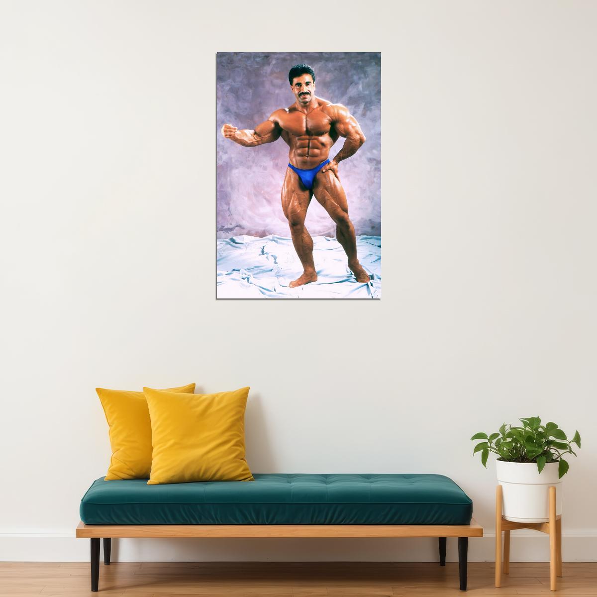 Samir Bannout Posing Famous Oldschool Bodybuilder Poster Bodybuilding Workout HD Photo Print Inspirational Gym Decor Athletes Icon Wall Art Weightlifting Artwork